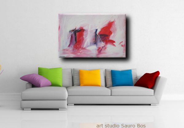 quadro astratto per soggiorno rosso e nero - immagine 3