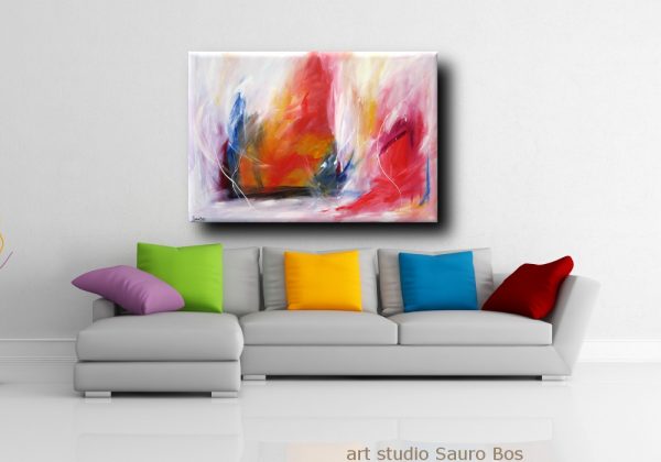 quadro astratto per soggiorno rosso e bianco - immagine 5