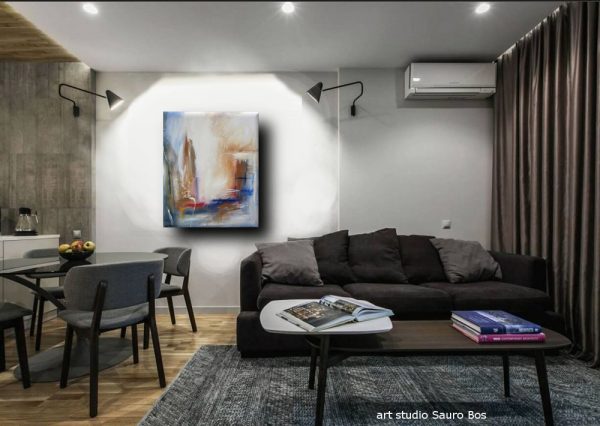 quadro astratto per soggiorno rosso e marrone - immagine 4