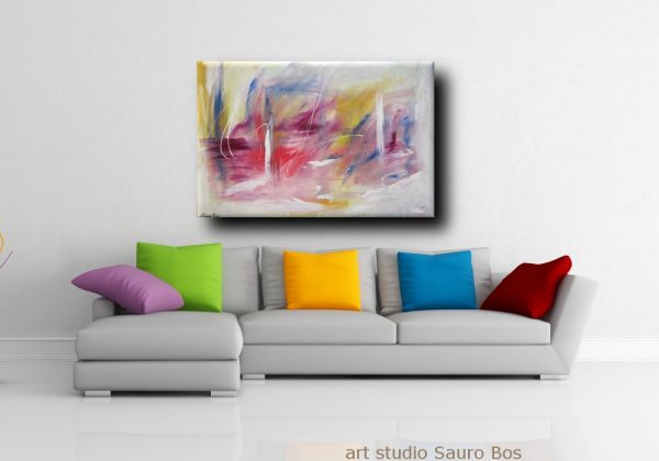 quadro astratto per soggiorno rossoe giallo - immagine 3