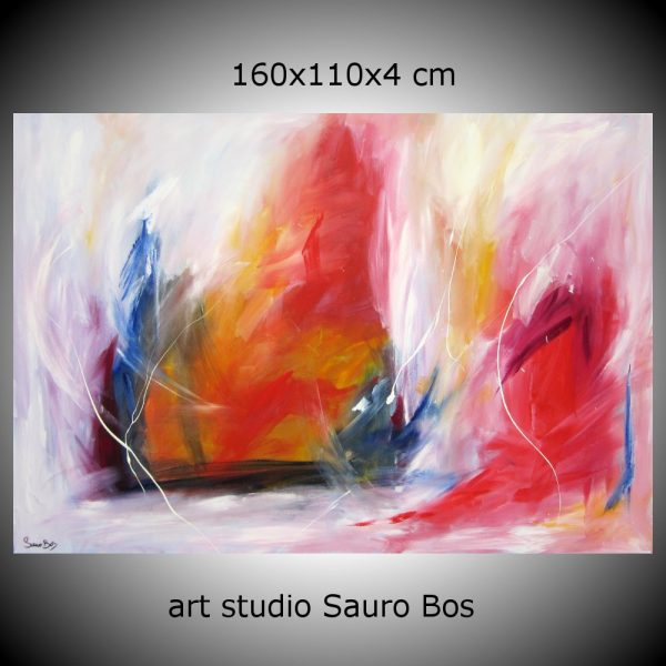 quadro astratto per soggiorno rosso e bianco - immagine 2