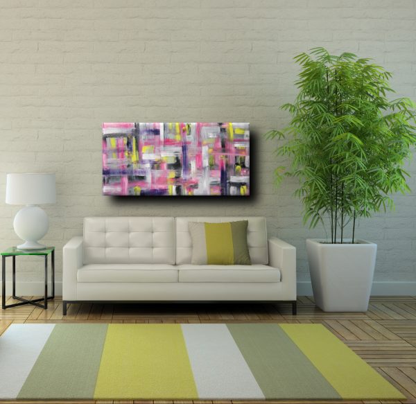 quadro astratto rosa e grigio - immagine 4