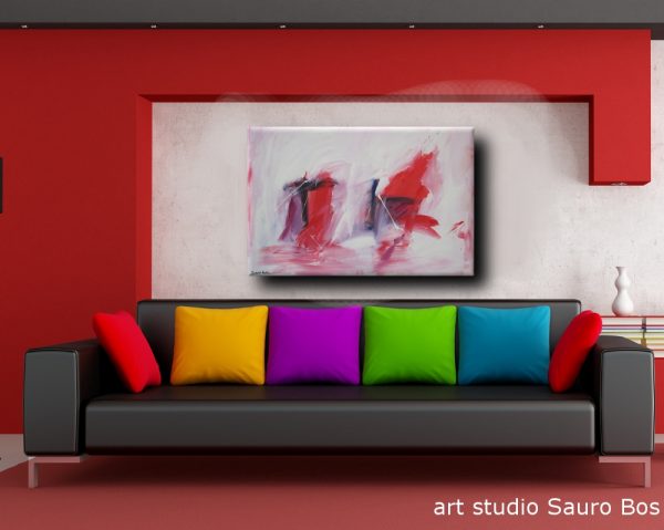 quadro astratto per soggiorno rosso e nero - immagine 4