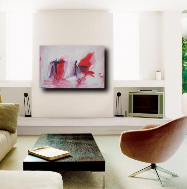 quadro astratto per soggiorno rosso e nero
