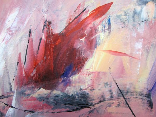 quadro astratto per soggiorno rosso e viola nero - immagine 7