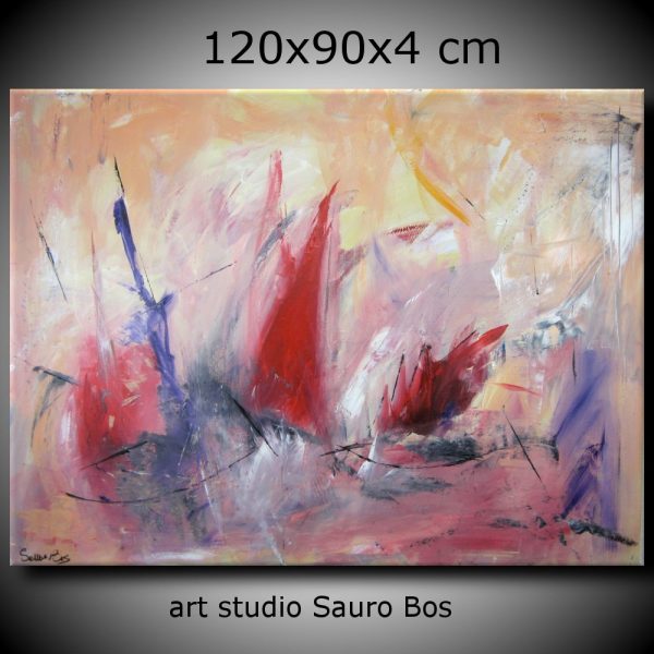 quadro astratto per soggiorno rosso e viola nero