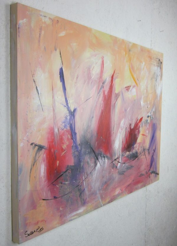 quadro astratto per soggiorno rosso e viola nero - immagine 5
