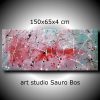 quadri astratti informali  per soggiorno nero rosso bianco - immagine 5