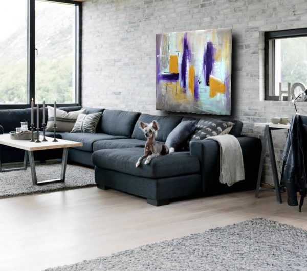 quadri astratti grandi dimensioni 120x120 viola - immagine 2