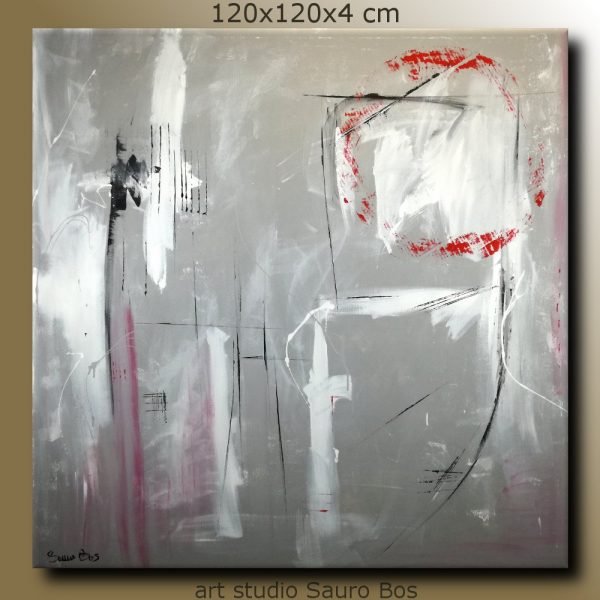 quadri astratti dipinti a mano 120x120 grigio - immagine 5