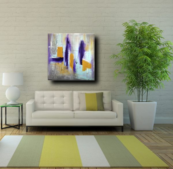 quadri astratti grandi dimensioni 120x120 viola - immagine 4