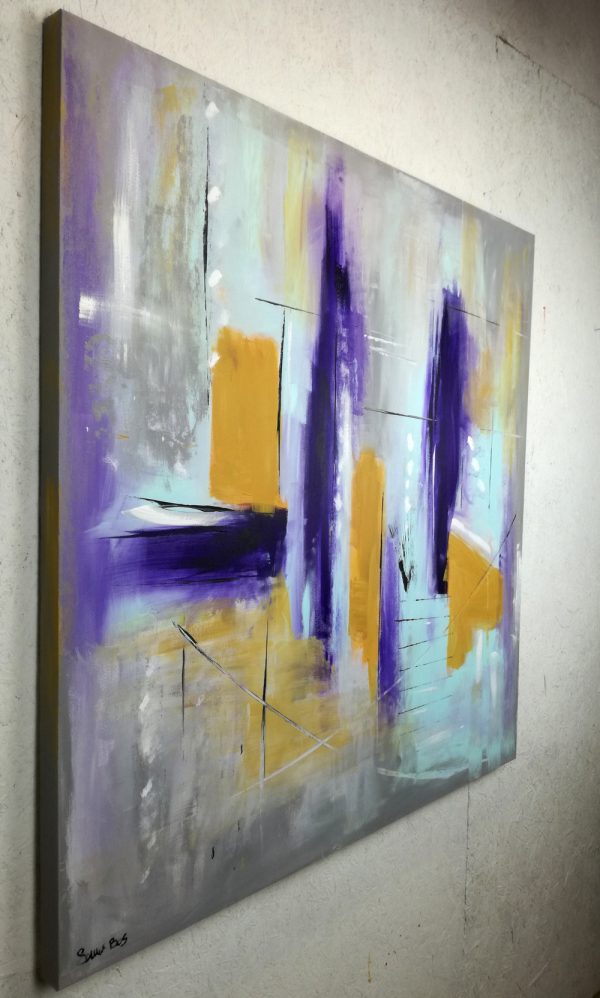 quadri astratti grandi dimensioni 120x120 viola - immagine 5