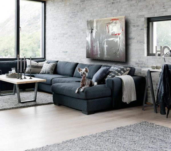 quadri astratti dipinti a mano 120x120 grigio - immagine 2