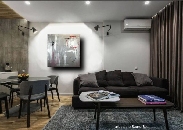quadri astratti dipinti a mano 120x120 grigio - immagine 4