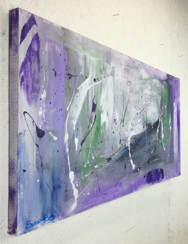 quadri moderni ad olio colore viola  120x60 per soggiono - immagine 2