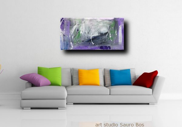 quadri moderni ad olio colore viola  120x60 per soggiono - immagine 3