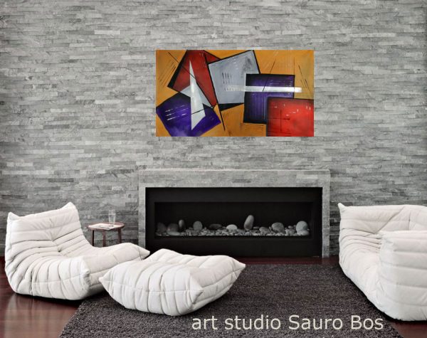 quadri moderni fatti a mano geometrici 120x60 - immagine 4