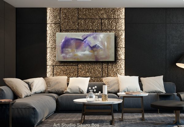 quadri moderni ad olio colorati su tela grandi dimensioni 120x60-viola