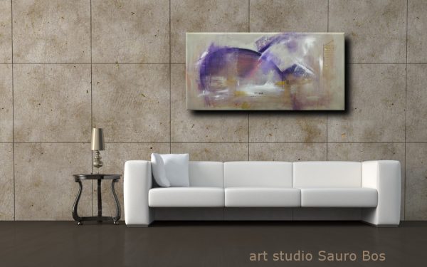 quadri moderni ad olio colorati su tela grandi dimensioni 120x60-viola - immagine 5