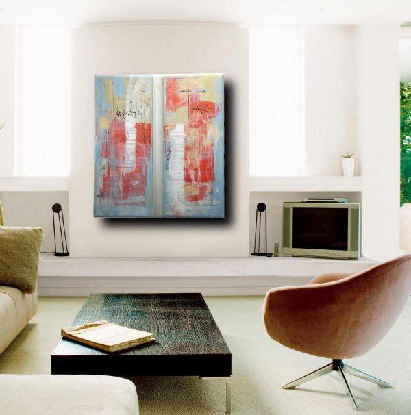 quadro astratto geometrico due tele 100x40x4 cm - immagine 2