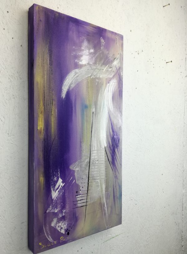 dipinti astratti fatti a mano 70x35-viola - immagine 2