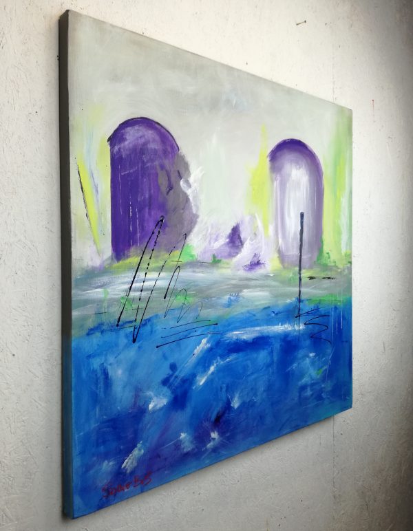paesaggio astratto dipinto a mano 100x100 - immagine 4