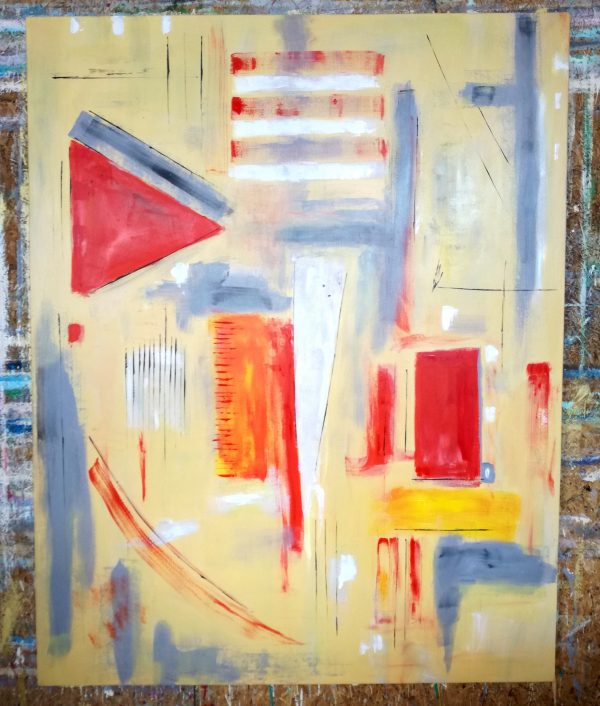 dipinto giallo dipinto a mano 120x80+dipinto geometrico 150x120 - immagine 3
