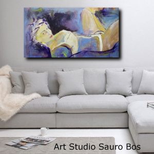 quadri astratti colorati donna woamn D002 300x300 - dipinto su tela con cornice argento 120x70