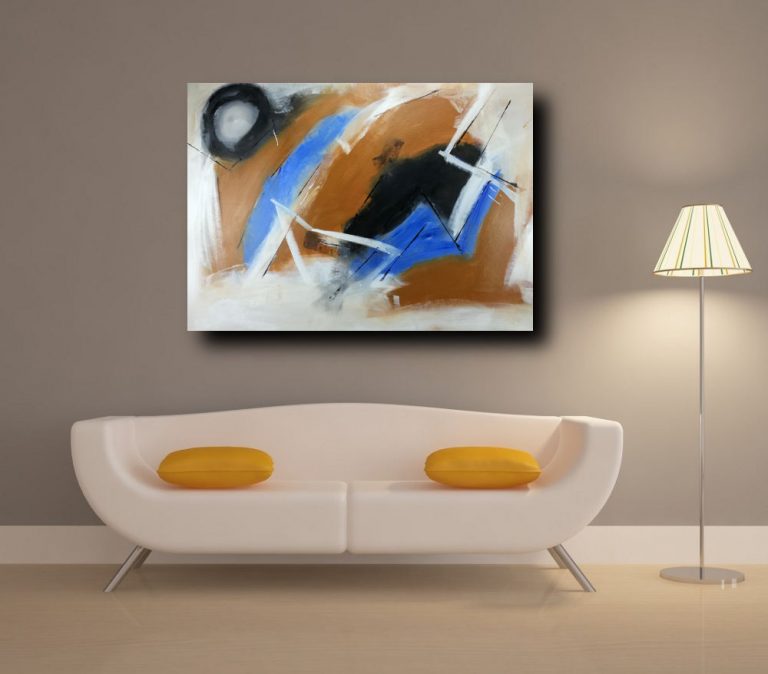 Quadro Su Tela Grande Thai Cascata Colorata - 113x52 Cm, Pronto Da Appendere