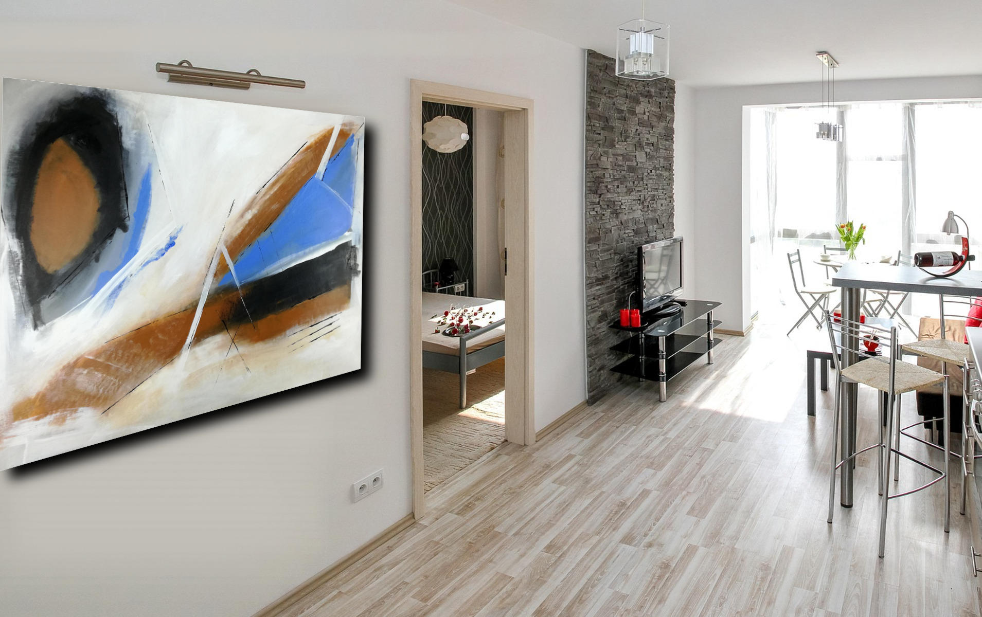 Quadros – Set Da 2 Quadri Moderni Già Pronti Da Appendere – Stampa Su Tessuto Non Tessuto, Telaio In MDF, Bordi Stampati, Colori Brillanti, Made In Germany, N015671a