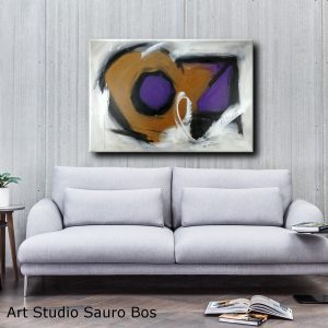 quadri moderni viola c140 300x300 - quadro astratto dipinto a mano su tela con cornice oro 120x70