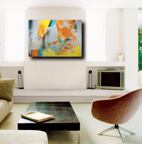 quadri grandi  su tela 120x80 giallo ble grigio - immagine 4