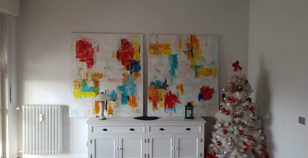 custome images dittico december 2017 - quadro pezzo unico dipinto a mano per soggiorno 150x80