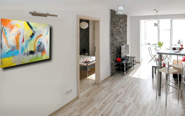 quadri grandi  da parete 120x80 giallo arancio grigio nero - immagine 4