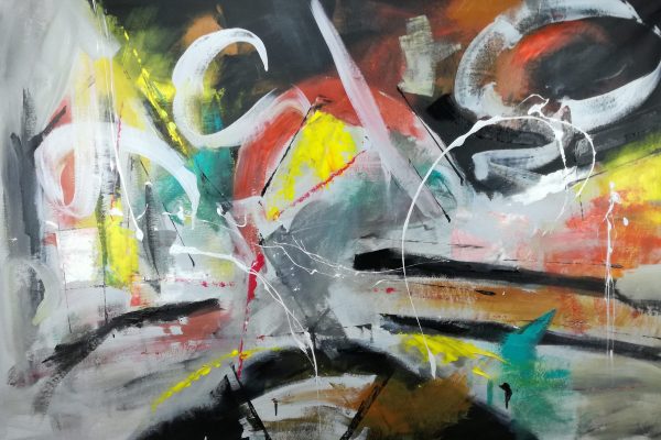 quadri grandi  su tela 120x80 giallo ble grigio nero - immagine 3