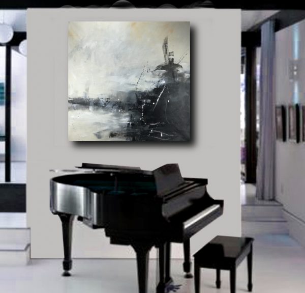 quadri soggiorno grandi 120x120 bianco e nero - immagine 4
