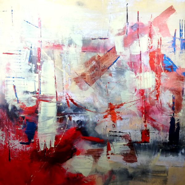 dipinti moderni grandi su tela 120x120 rosso - immagine 3