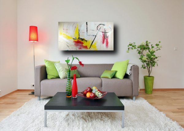 quadri astratti su tela 150x80 giallo - immagine 3
