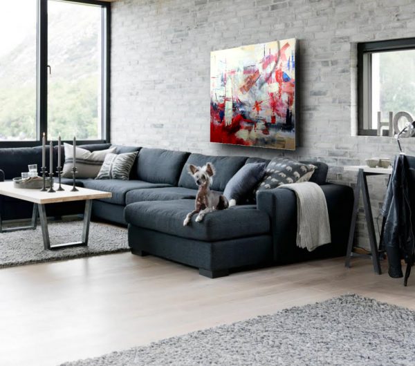dipinti moderni grandi su tela 120x120 rosso - immagine 4