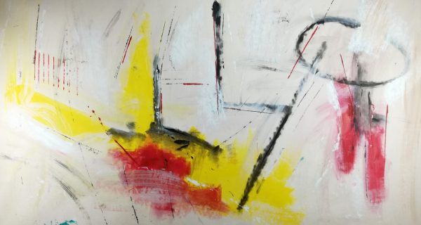 quadri astratti su tela 150x80 giallo - immagine 2