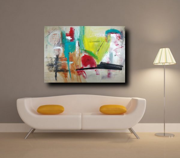 quadro astratto su tela 120x80  fatto a mano - immagine 3
