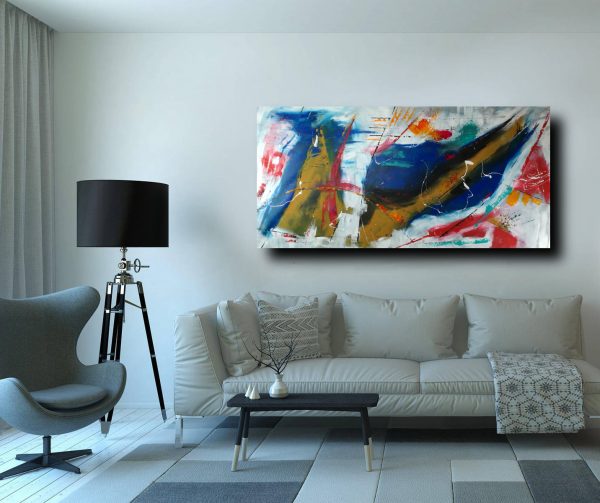 quadri grandi astratti su tela 200x100 geometrico - immagine 2