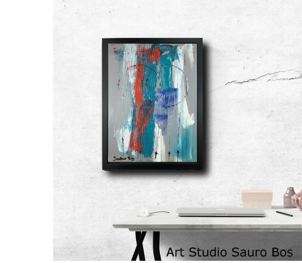 DHHXY Quadro Su Tela Astratto Blu E Grigio – Stile Scandinavo, 70x100 Cm, Senza Cornice, Stampa HD Impermeabile