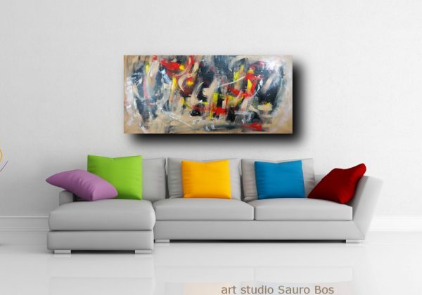 dipinto a mano astratto 180x80 per arredamento - immagine 4