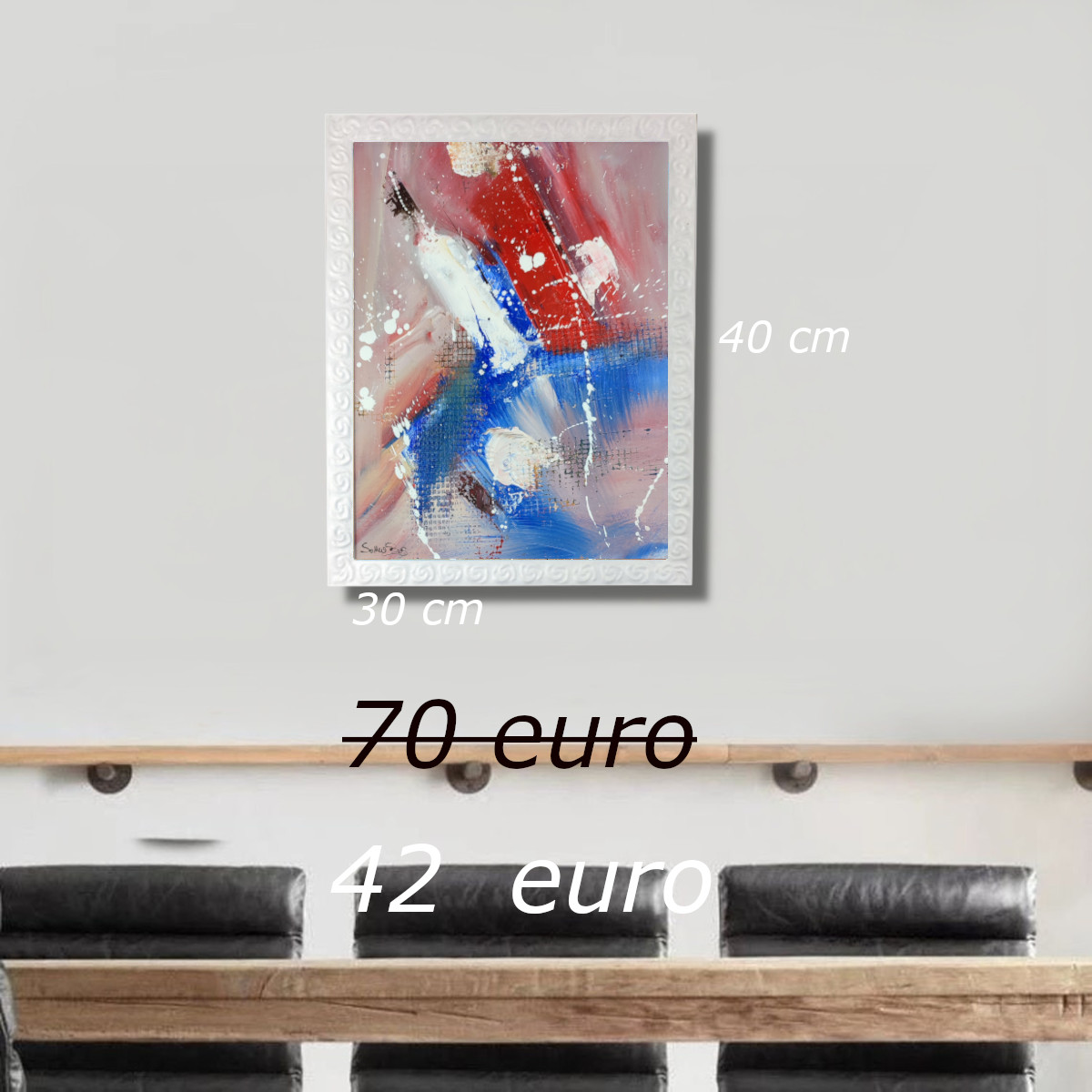 quadri astratti moderni dipinti a mano za085off - quadri 30x40 con cornice in offerta