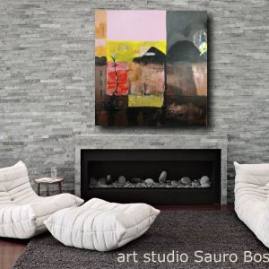 quadro caminetto astratto c392 300x300 - painting 120x70 abstract for living room with gold frame