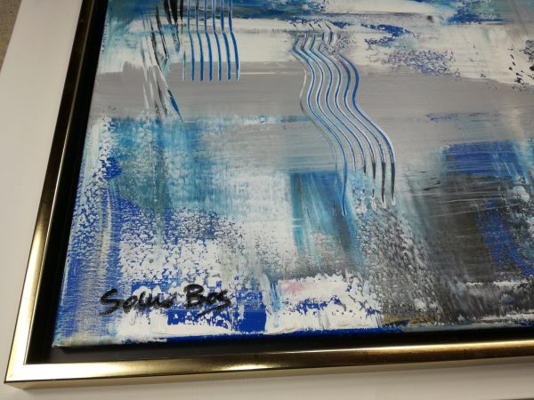 dipinto su tela blu con cornice  120x70 per soggiorno - immagine 6