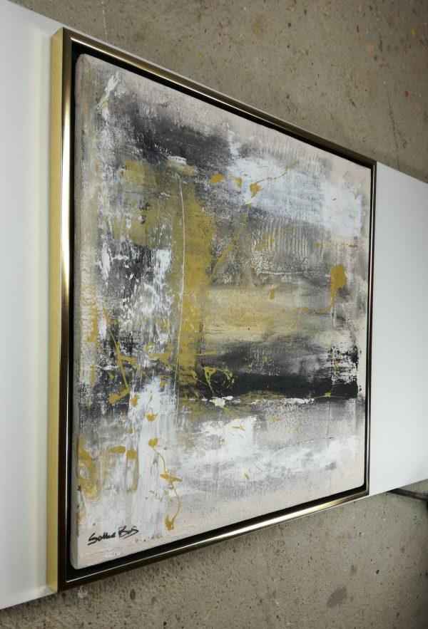 quadro su tela astratto materico  70x70 con cornice - immagine 5