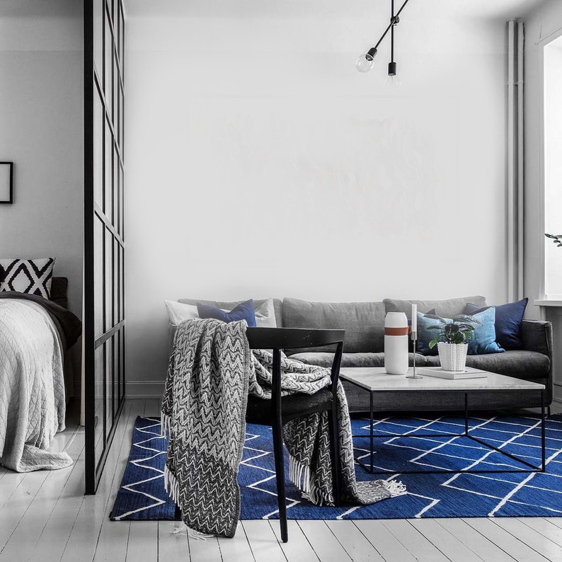 soggiorno blu - dipinto su tela blu con cornice  120x70 per soggiorno