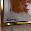 quadro astratto dipinto a mano su tela con cornice oro 120x70 - immagine 4